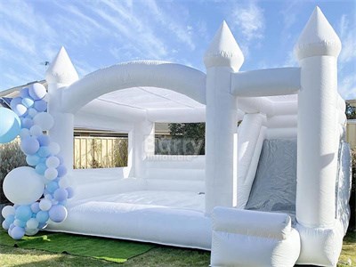 PVC wedding decorations OEM ODM inflatable bouncer white white bounce house slide